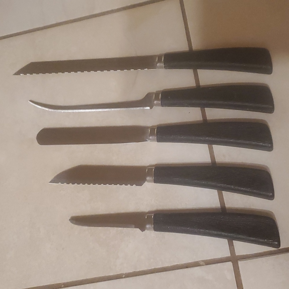 Vintage Quikut 5 Piece Specialty Knife Set Black